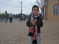 Thomas with sausage (2) - outside the Madejski Stadium, Reading